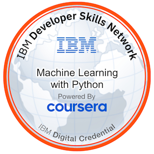 Badge for Machine Learning with Python, issued by IBM, Advanced Skill Level badge